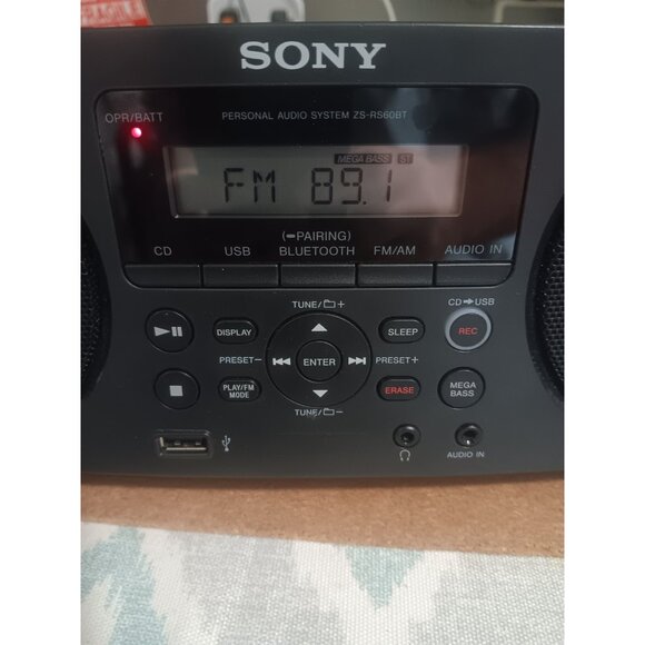 Sony ZS-RS60BT CD Boombox W/ Bluetooth, NFC, AM/FM, USB, Headphone/Line-in Jacks - Picture 2 of 6